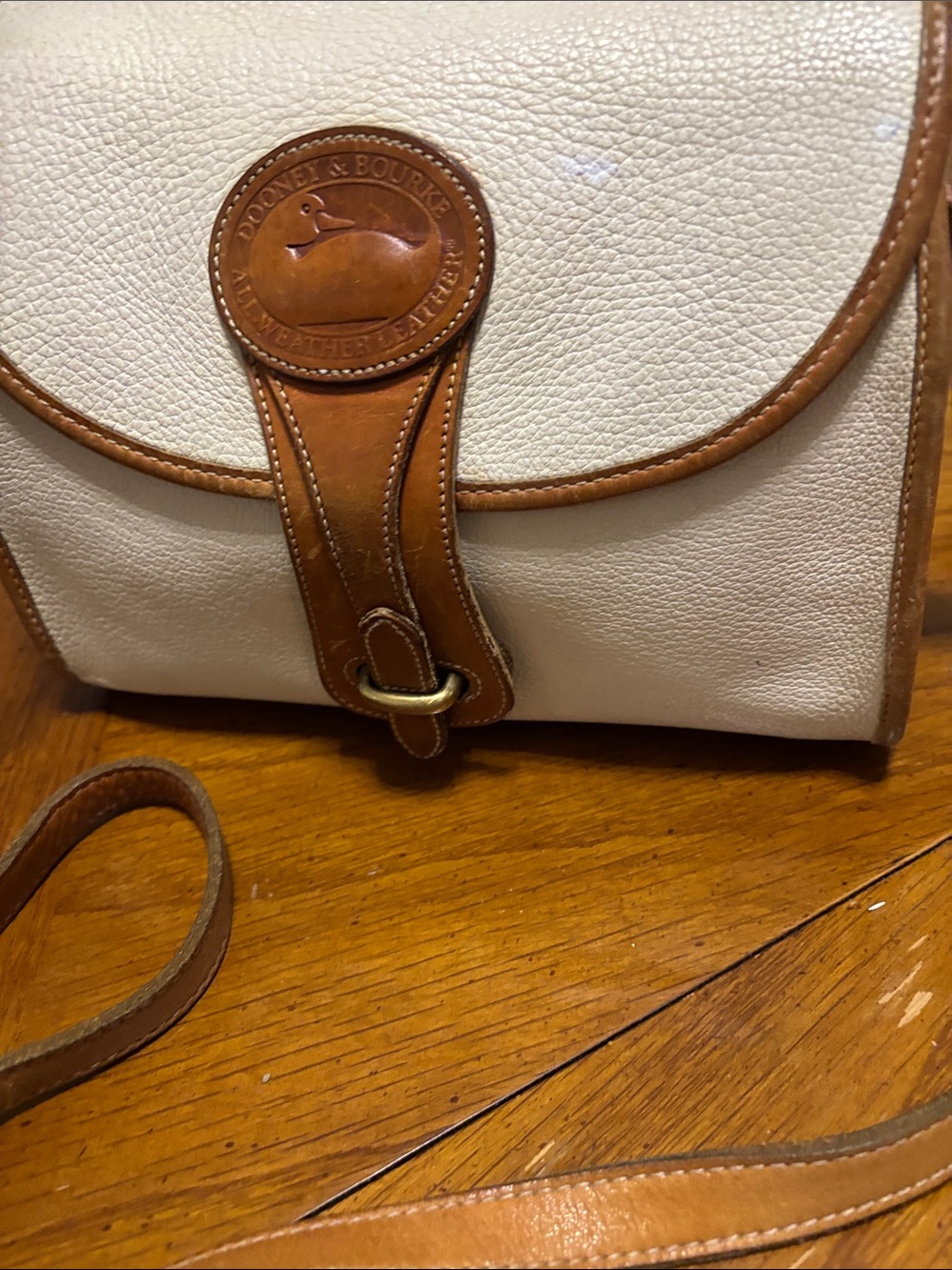 Dooney & Bourke Cream and Tan Leather Crossbody